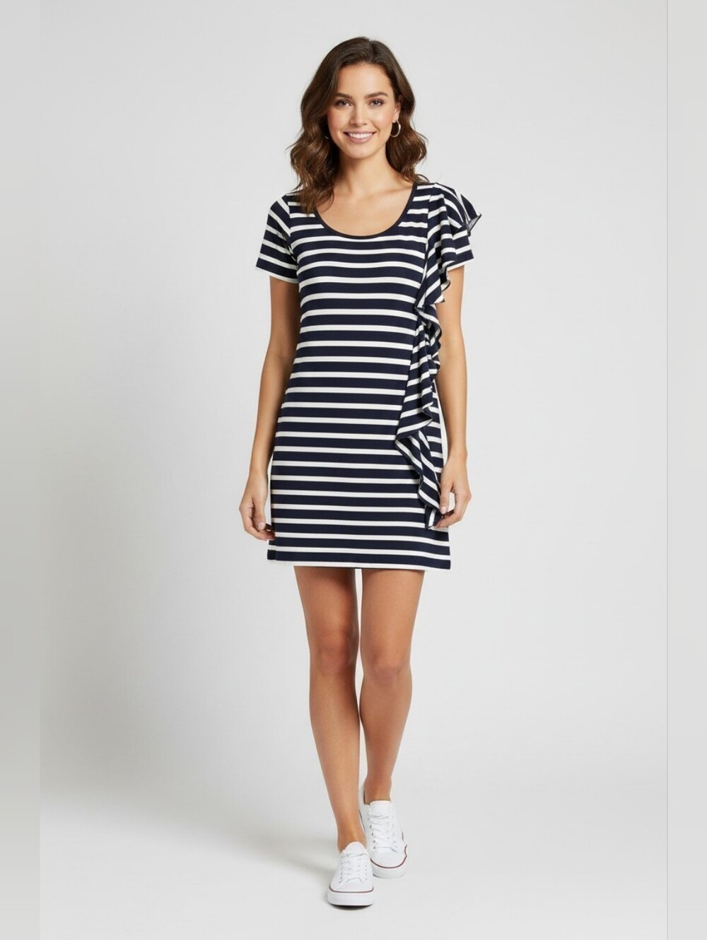 INC International Concepts Navy and White Striped Mini Dress